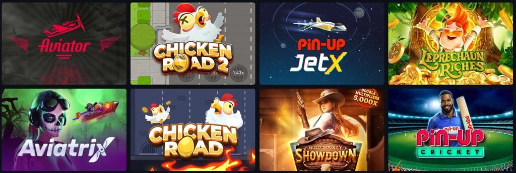Pin-up कैसीनो में उपलब्ध गेम्स