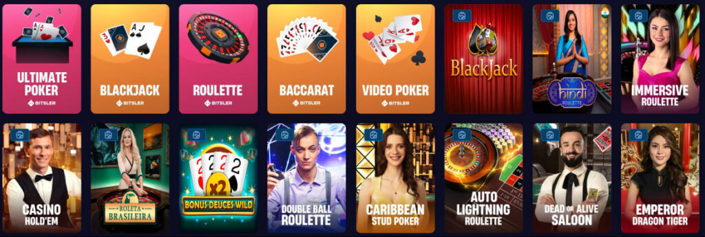 Bitlser live table games