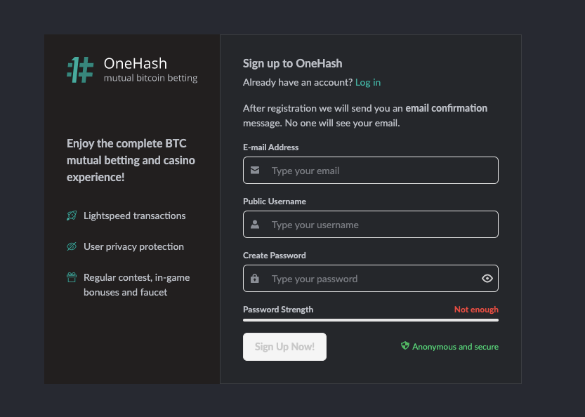 Onehash registration