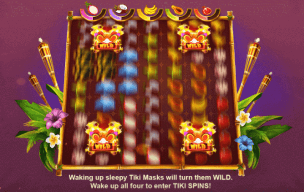 Wild Symbol Tiki Fruits Totem Frenzy Slot Game India Players