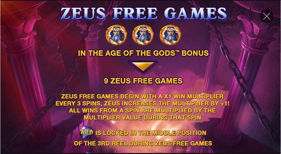 Age of the Gods Zeus free spins 