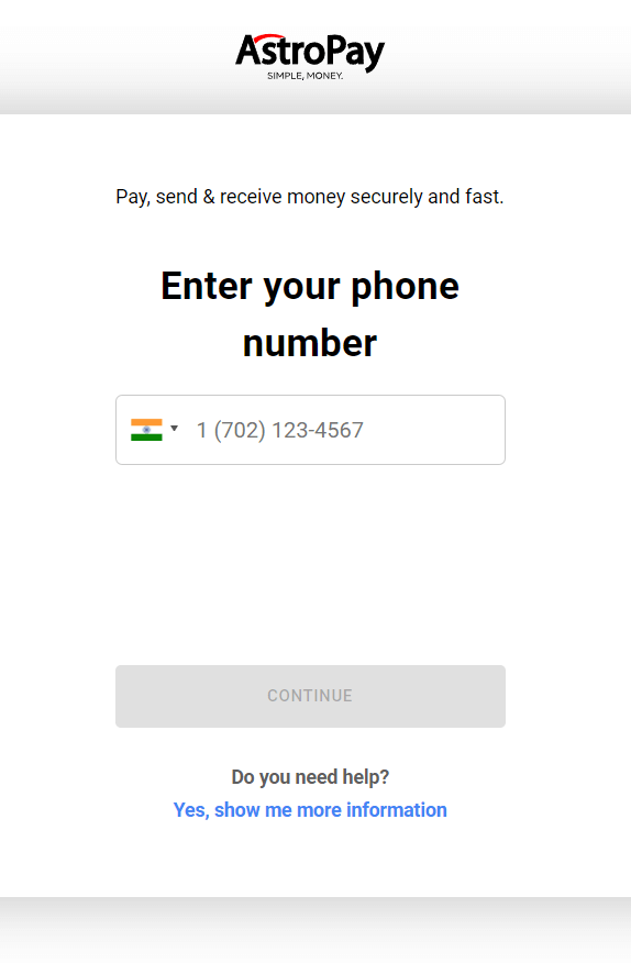 astropay sign up india