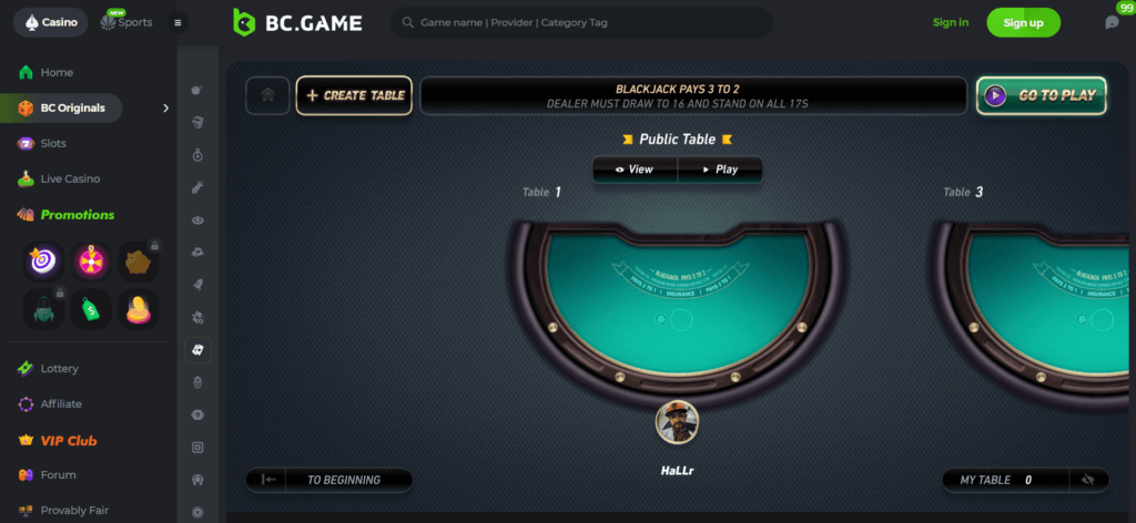 blackjack games at bcgame india