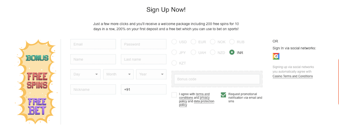 Register with Bons Casino Bons Registration