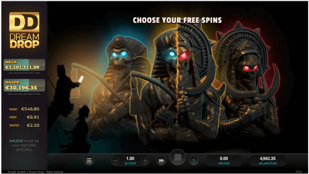 temple tumble 2 dream drop free spins