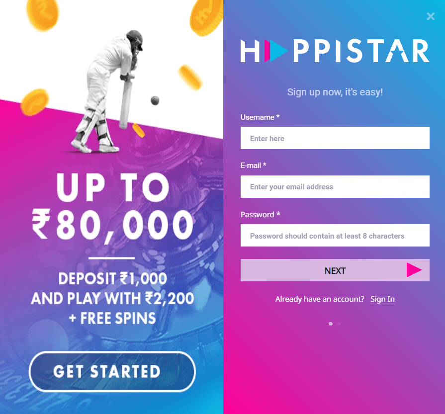 happistar login and sign up india