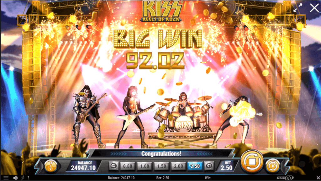 kiss reels of rock max win