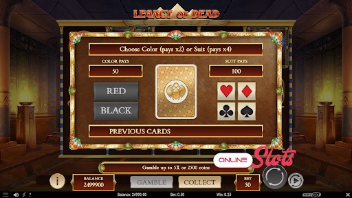 Play Play 'n' Go's legacy of Dead Legacy of Dead gamble feature