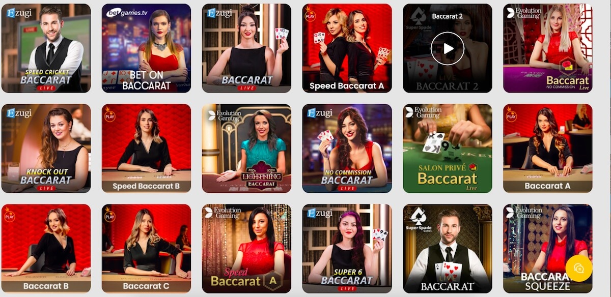 Click to join a Baccarat table Live Baccarat games at 10Cric Casino