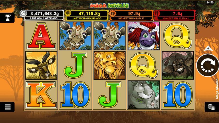 Mega Moolah progressive jackpot slot by Microgaming