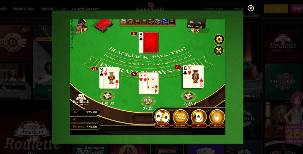 online blackjack table india
