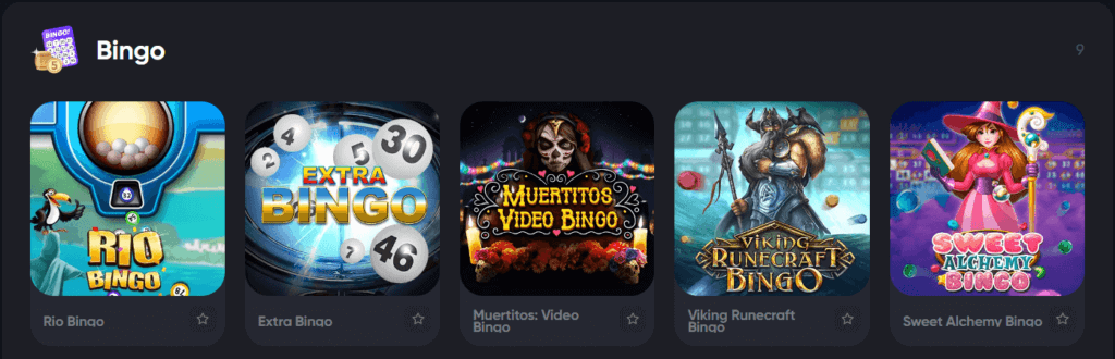 Bingo games on Richy Casino